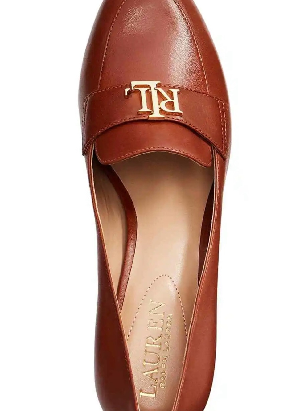Ralph Lauren Cognac Leather RL Buckle Loafer